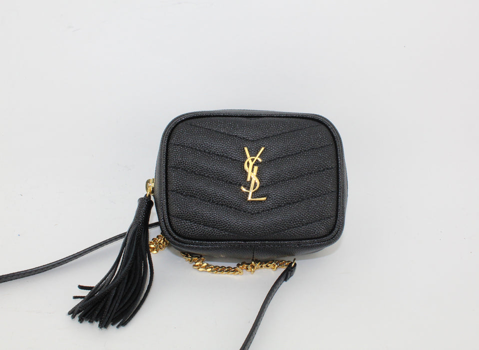 Saint Laurent Quilted Key Pouch with chain
