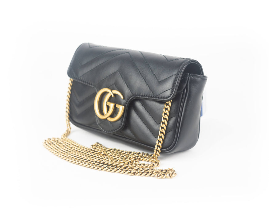 Gucci GG Marmont Black Leather Super Mini Bag