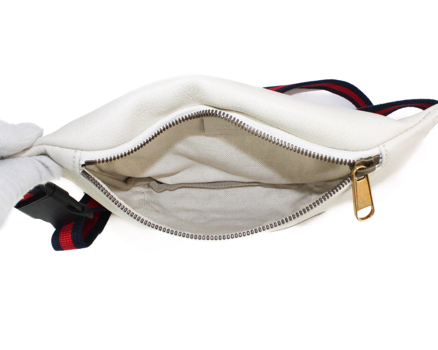 Gucci White Leather Logo Belt Bag